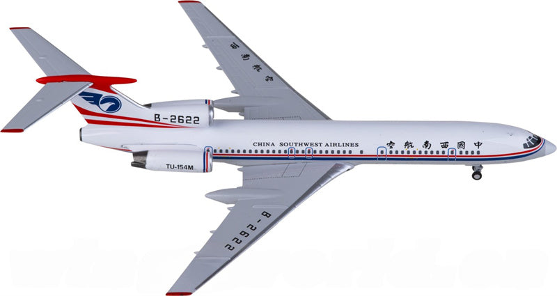 NG Models China Southwest Airlines for Tupolev TU-154M B-2622 1:400 Airplane Pre-built Airliner Model Display