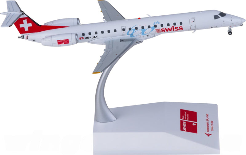 JC Wings Swiss for Embraer ERJ-145 HB-JAY 1:200 Airplane Pre-built Airliner Model Display