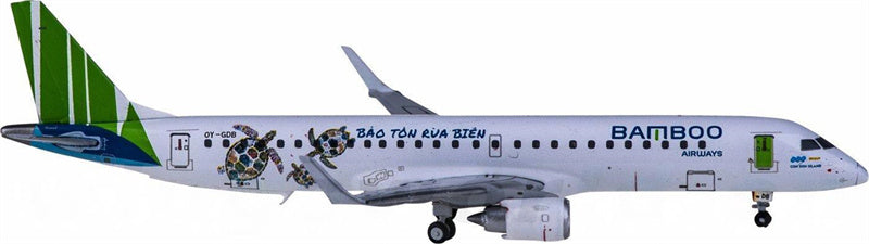 JC Wings Bamboo Airways for Embraer ERJ-190-200LR OY-GDB Save the turtles 1:400 Airplane Pre-built Airliner Model Display