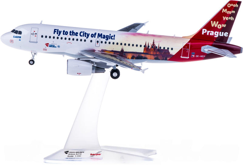 Herpa Czech Airlines for Airbus A319 OK-NEP City of Prague 1:200 Aircraft Pre-built Airliner Model Display