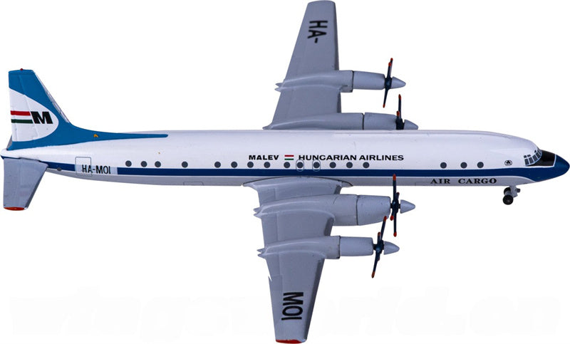 AeroClassics Malev for Ilyushin Il-18 HA-MOI Air Cargo 1:400 Airplane Pre-built  Airliner Model Display