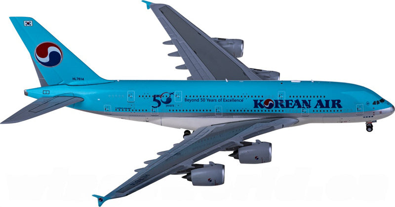 JC Wings Korean Air for Airbus A380 HL7614 50 Years 1:400 Airplane Pre-built  Airliner Model Display