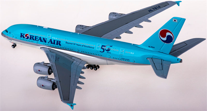 JC Wings Korean Air for Airbus A380 HL7614 50 Years 1:400 Airplane Pre-built  Airliner Model Display