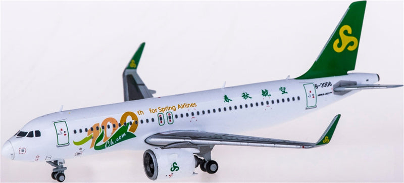 JC Wings Spring Airlines for Airbus A320neo B-30D6 100th 1:400 Airplane Pre-built  Airliner Model Display