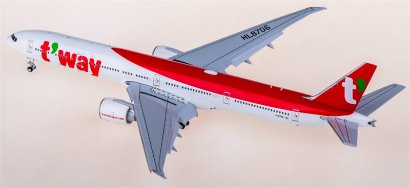 JC Wings T'way Air for Boeing 777-300ER HL8706 Flaps down 1:400 Aircraft Pre-built  Airliner Model Display