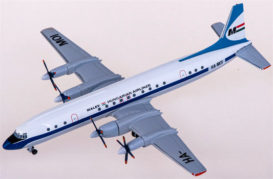 AeroClassics Malev for Ilyushin Il-18 HA-MOI 1:400 Airplane Pre-built  Airliner Model Display