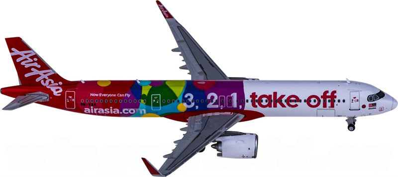 JC Wings AirAsia for Airbus A321neo 9M-VAA 3,2,1 take Off 1:400 Airplane Pre-built  Airliner Model Display