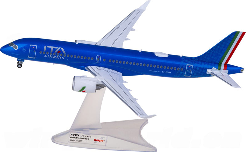 Herpa ITA Airways for Airbus A220-300 EI-HHM 1:200 Airplane Pre-built Airliner Model Display