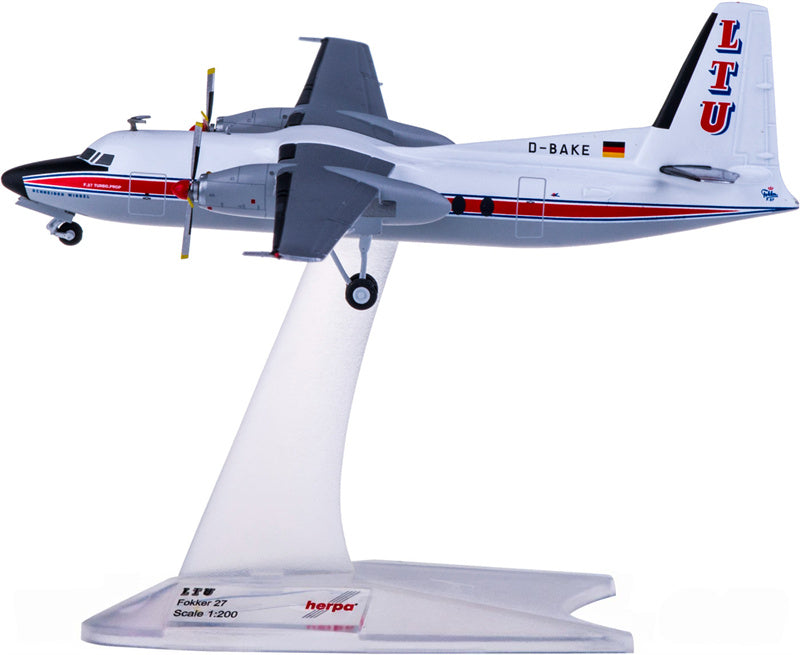 Herpa LTU International for Fokker 27 D-BAKE 1:200 Aircraft Pre-built  Airliner Model Display