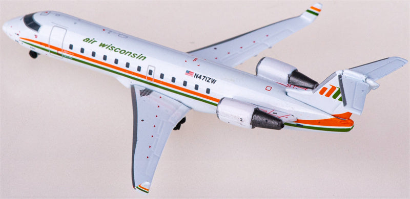 Geminijets Air Wisconsin for Bombardier CRJ200LR N471ZW 1:400 Aircraft Pre-built  Airliner Model Display