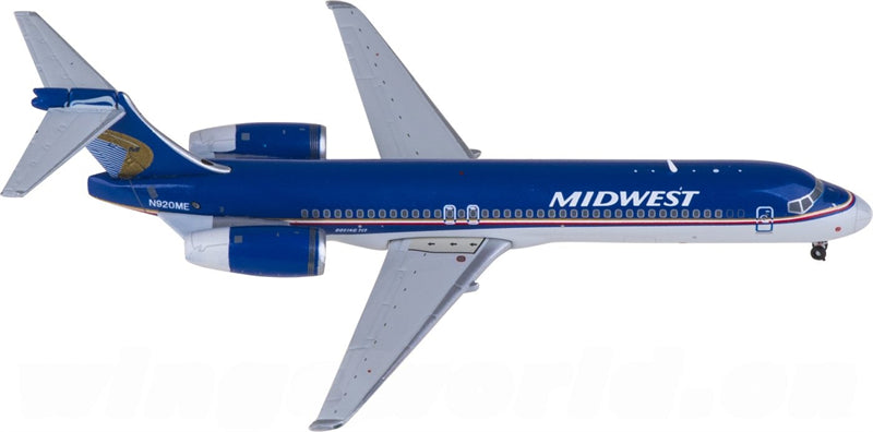 Geminijets Midwest Airlines for Boeing 717-200 N920ME 1:400 Airplane Pre-built  Airliner Model Display