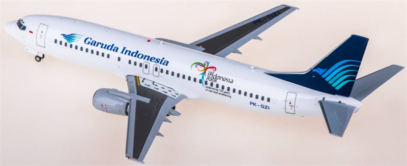 JC Wings Garuda Indonesia for Boeing 737-800 PK-GZI Visit Indonesia 2008 1:200 Aircraft Pre-built  Airliner Model Display
