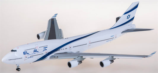 JC Wings El Al for Boeing 747-400 4X-ELA w/ Aviationtag Flaps Down 1:200 Airplane Pre-built Airliner Model Display