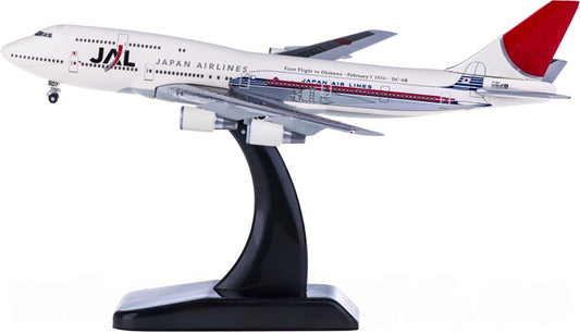 Hogan Japan Airlines for Boeing 747-400D JA8907 First Flight to Okinawa 1:500 Aircraft Pre-built  Airliner Model Display