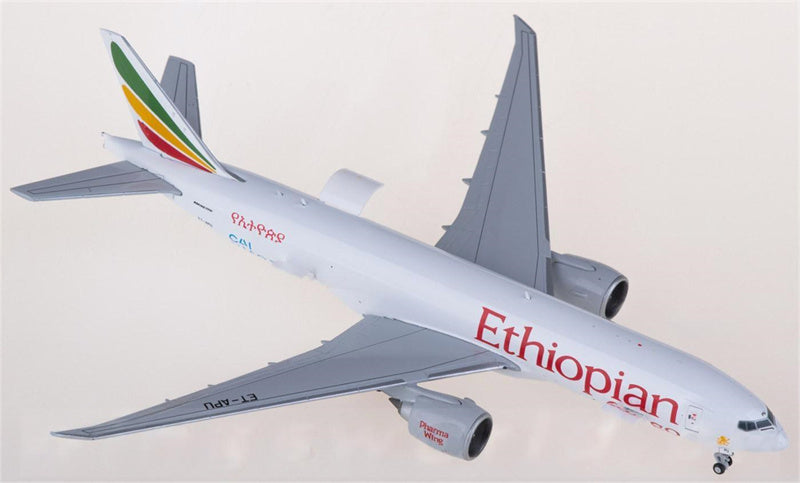 JC Wings Ethiopian Airlines for Boeing 777-200LRF ET-APU 1:400 Airplane Pre-built  Airliner Model Display