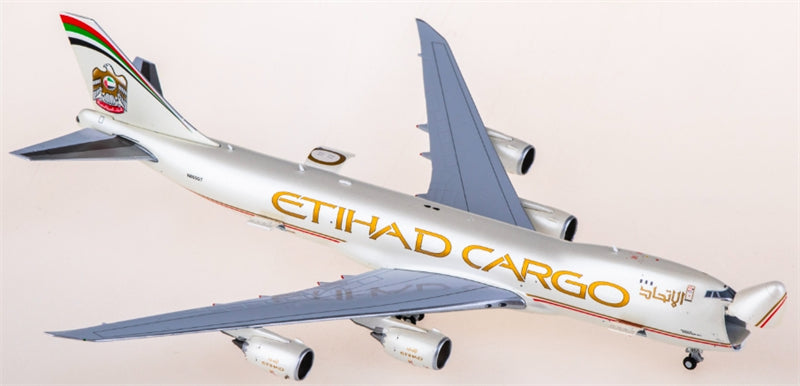 JC Wings Etihad Airways for Boeing 747-8F N855GT Interactive Series 1:400 Aircraft Pre-built  Airliner Model Display