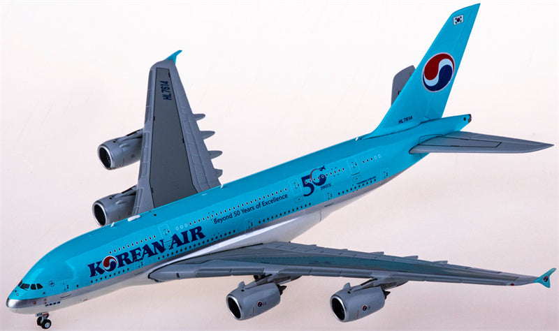 JC Wings Korean Air for Airbus A380 HL7614 50 Years 1:400 Airplane Pre-built  Airliner Model Display