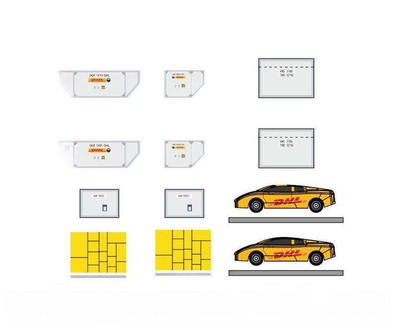 Fantasy Wings Airport Accessories Cargo Container Set for DHL 1:400 Accessory Pre-built  Airliner Model Display