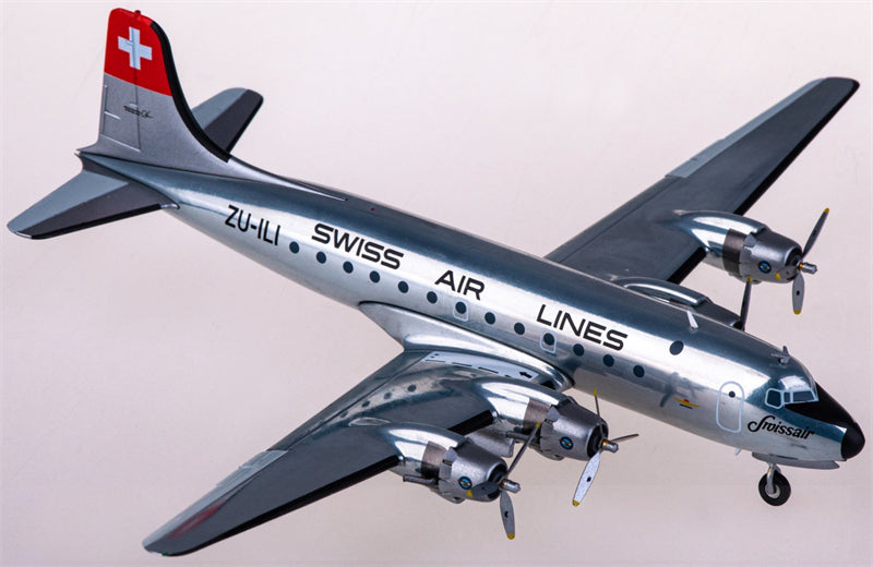 Herpa Swissair for Douglas DC-4 ZU-ILI 1:200 Airplane Pre-built  Airliner Model Display