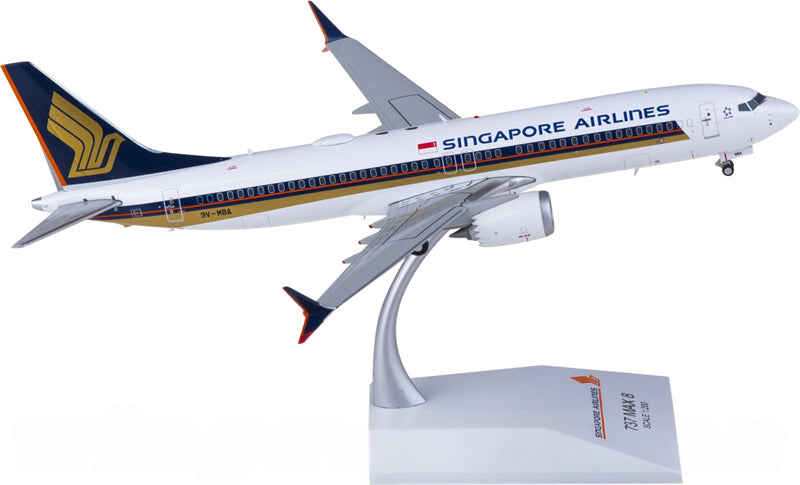 JC Wings Singapore Airlines for Boeing 737 MAX 8 9V-MBA 1:200 Airplane Pre-built Airliner Model Display