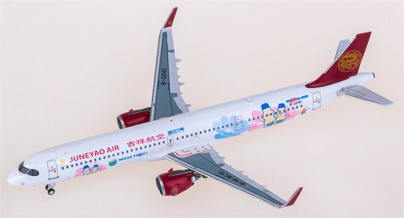 C Model Juneyao Airlines for Airbus A321neo B-324C 1:400 Aircraft Pre-built Model
