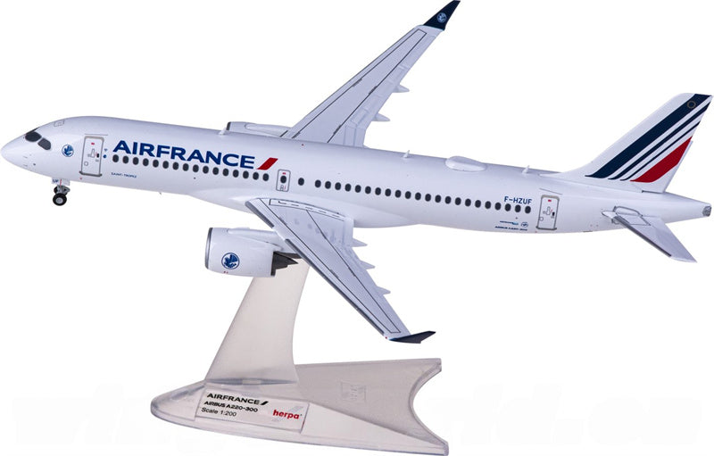 Herpa Air France for Airbus A220-300 F-HZUF 1:200 Aircraft Pre-built  Airliner Model Display