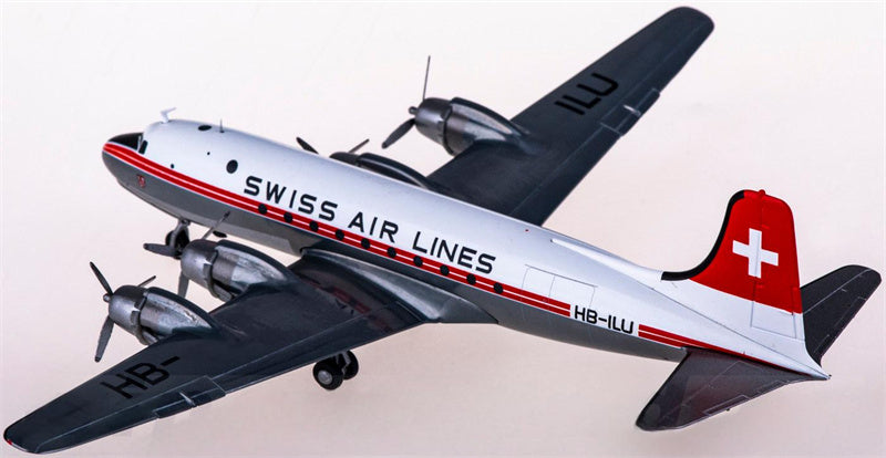 Herpa Swissair for Douglas DC-4 HB-ILU 1:200 Aircraft Pre-built  Airliner Model Display