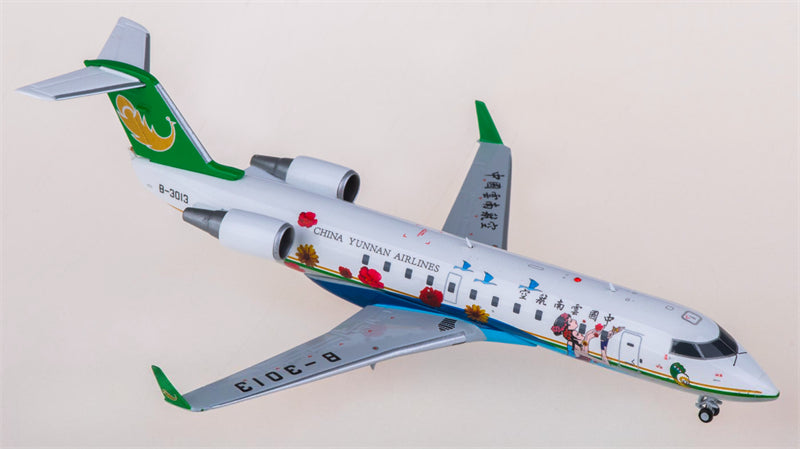 JC Wings China Yunnan Airlines for Bombardier CRJ200ER B-3013 1:200 Airplane Pre-built Airliner Model Display