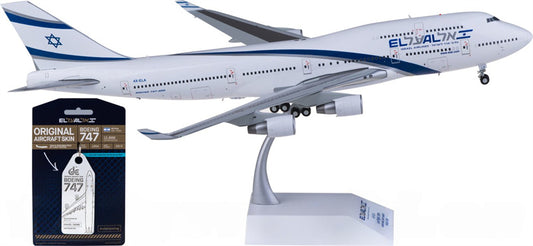 JC Wings El Al for Boeing 747-400 4X-ELA w/ Aviationtag 1:200 Airplane Pre-built Airliner Model Display