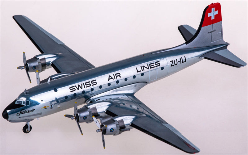 Herpa Swissair for Douglas DC-4 ZU-ILI 1:200 Airplane Pre-built  Airliner Model Display