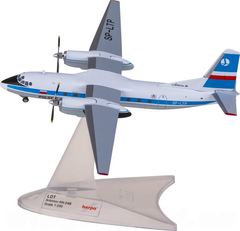 Herpa LOT for Antonov AN-24B SP-LTP 1:200 Airplane Pre-built  Airliner Model Display
