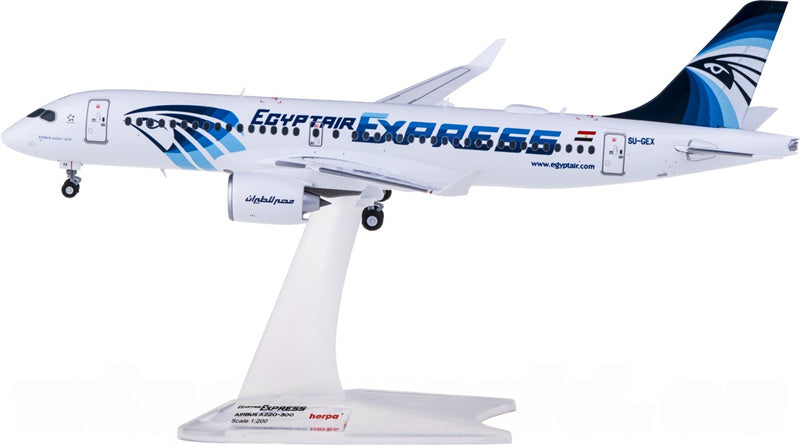 Herpa EgyptAir for Airbus A220-300 SU-GEX 1:200  Aircraft Pre-built  Airliner Model Display