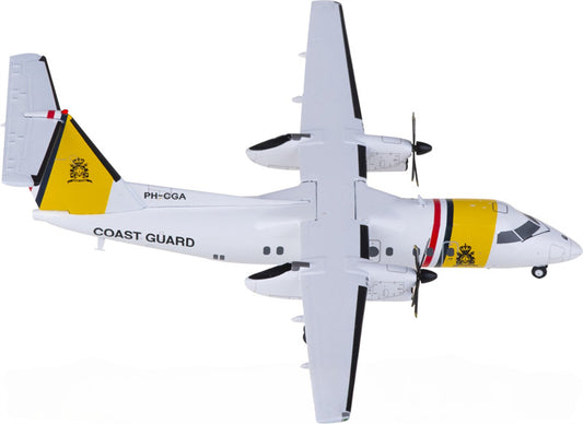 JC Wings Caribbean Coast Guard De for Havilland Canada DHC-8-100 PH-CGA 1:200 Airplane Pre-built  Airliner Model Display