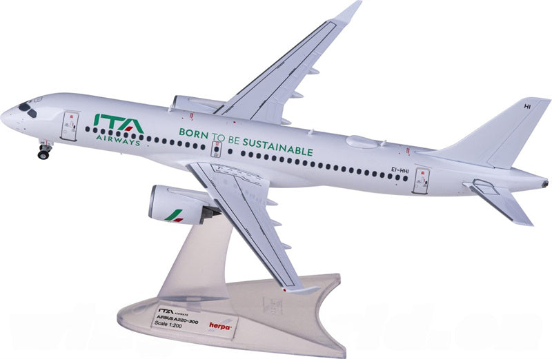 Herpa ITA Airways for Airbus A220-300 EI-HHI 1:200 Aircraft Pre-built  Airliner Model Display