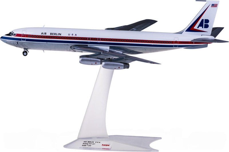 Herpa Air Berlin for Boeing 707-300 N763AB 1:200 Aircraft Pre-built  Airliner Model Display
