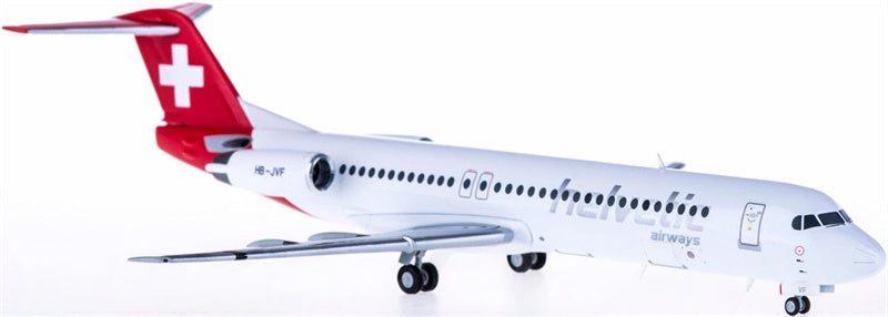 Herpa Helvetic Airways for Fokker 100 HB-JVF 1:200  Aircraft Pre-built  Airliner Model Display