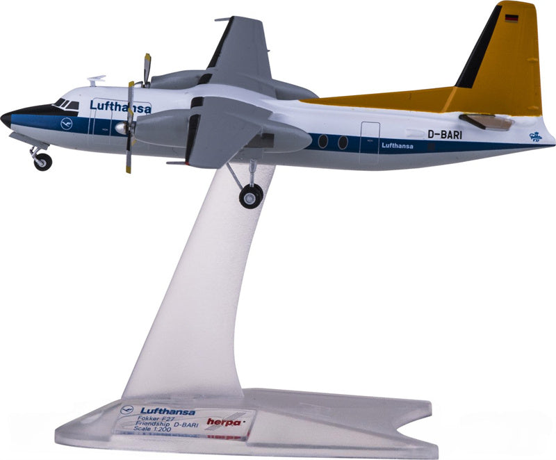 Herpa Lufthansa for Fokker F-27 Friendship D-BARI 1:200 Aircraft Pre-built  Airliner Model Display
