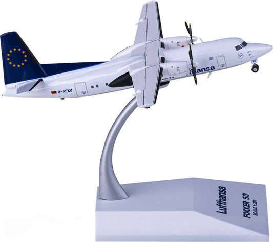 JC Wings Lufthansa for Fokker 50 D-AFKU 1:200 Airplane Pre-built  Airliner Model Display