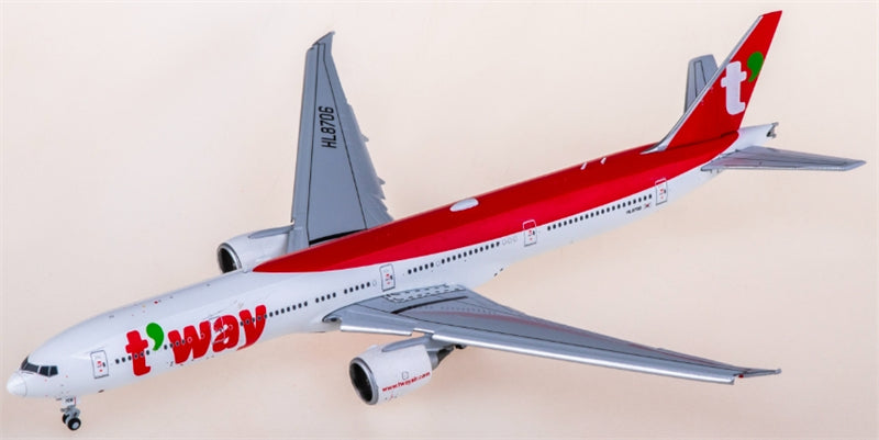 JC Wings T'way Air for Boeing 777-300ER HL8706 Flaps down 1:400 Aircraft Pre-built  Airliner Model Display