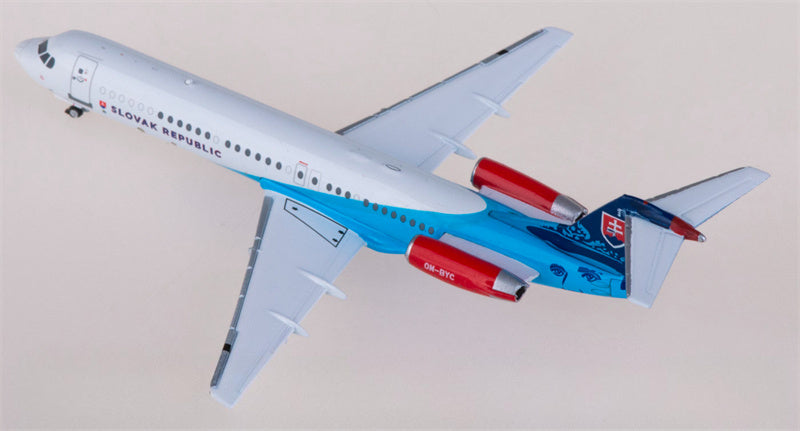 JC Wings Slovakia Government Flying Service for Fokker 100 OM-BYC 1:400 Airplane Pre-built  Airliner Model Display