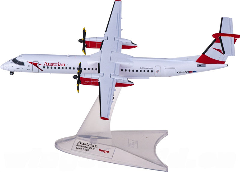Herpa Austrian Airlines for Bombardier for Dash 8 Q400 OE-LGN 1:200 Airplane Pre-built  Airliner Model Display