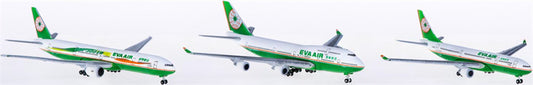Hogan Eva Air for Airbus A330-200 for Boeing 747-400 for Boeing 777-300ER 3pcs a set 1:1000 Aircraft Pre-built  Airliner Model Display