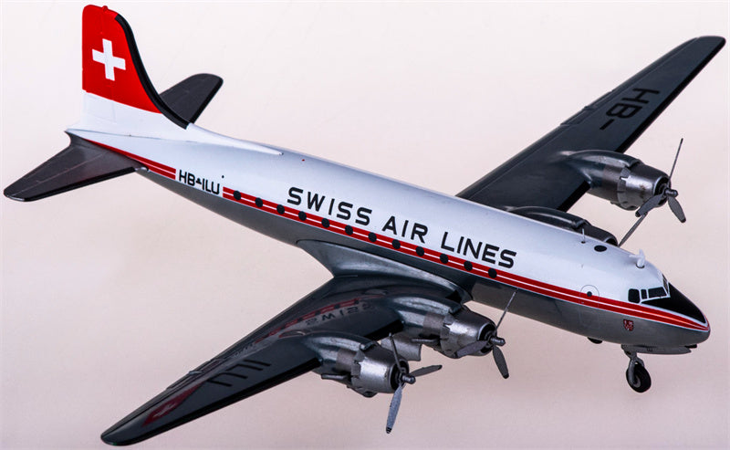 Herpa Swissair for Douglas DC-4 HB-ILU 1:200 Aircraft Pre-built  Airliner Model Display