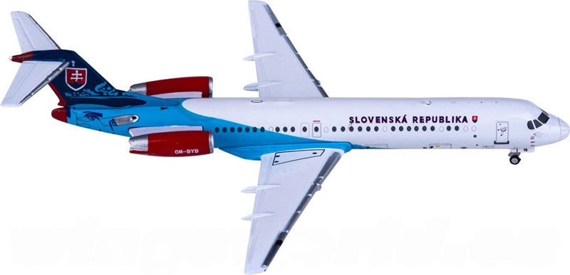 JC Wings Fokker 100 OM-BYB for Slovenska Republika 1:400 Airplane Pre-built  Airliner Model Display