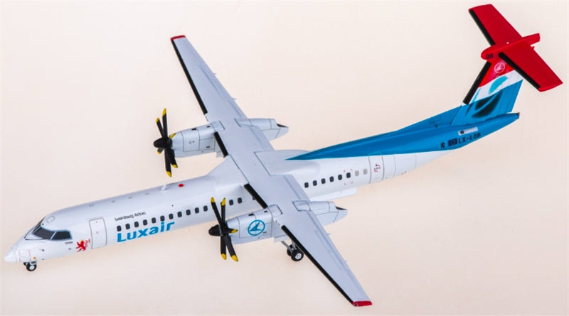 JC Wings Luxair for Bombardier for Dash 8 Q400 LX-LQB 1:200 Aircraft Pre-built  Airliner Model Display