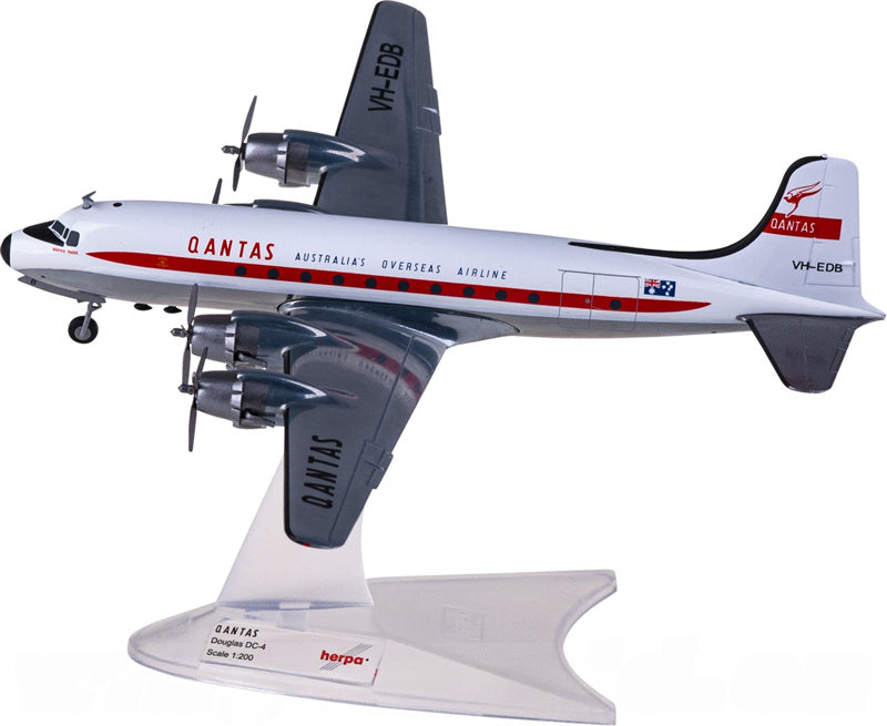 Herpa Qantas for Douglas DC-4 VH-EDB 1:200 Airplane Pre-built  Airliner Model Display
