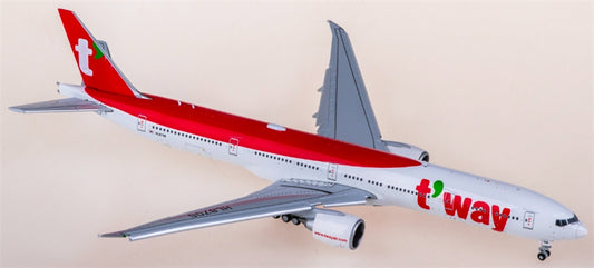 JC Wings T'way Air for Boeing 777-300ER HL8706 Flaps down 1:400 Aircraft Pre-built  Airliner Model Display