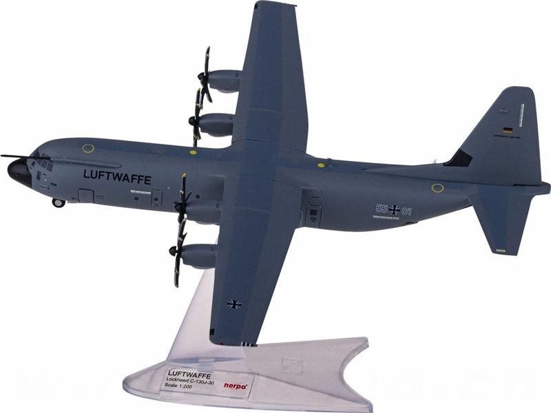 Herpa Luftwaffe for Lockheed C-130J-3O 55+01 1:200 Airplane Pre-built  Airliner Model Display