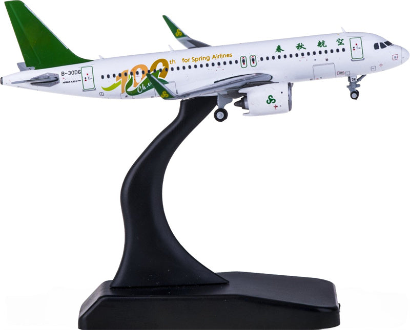 JC Wings Spring Airlines for Airbus A320neo B-30D6 100th 1:400 Airplane Pre-built  Airliner Model Display
