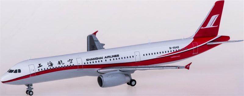 JC Wings Shanghai Airlines for Airbus A321 B-6642 1:400 Airplane Pre-built  Airliner Model Display
